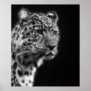 Poster Cheetah Leopard esthétique Visage dessin artistiqu
