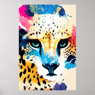 Poster Cheetah Wild Nature Animal Couleur Art Peinture