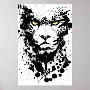 Poster Cheetah Wild Nature Free Spirit Art Brush Peinture