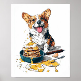 Poster Chef Corgi � Chien de Cuisine Drôle