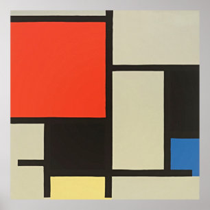 Poster Chef-d'oeuvre rouge, bleu et jaune de Mondrian