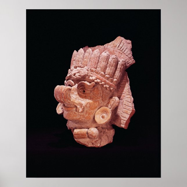 Poster Chef du dieu du maïs maya, Oaxaca, vers 500 après  (Devant)