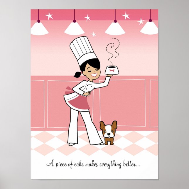 Poster Chef et chien dans l'affiche de cuisine (Devant)