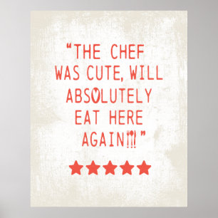 POSTER CHEF ÉTAIT CUTE AMUSANTE CUISINE 5 ÉTOILES COMMENT