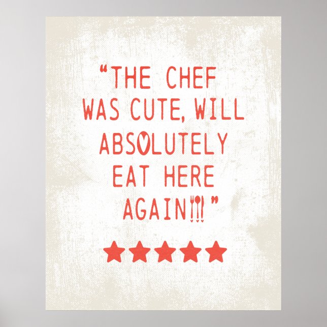 POSTER CHEF ÉTAIT CUTE AMUSANTE CUISINE 5 ÉTOILES COMMENT (Devant)