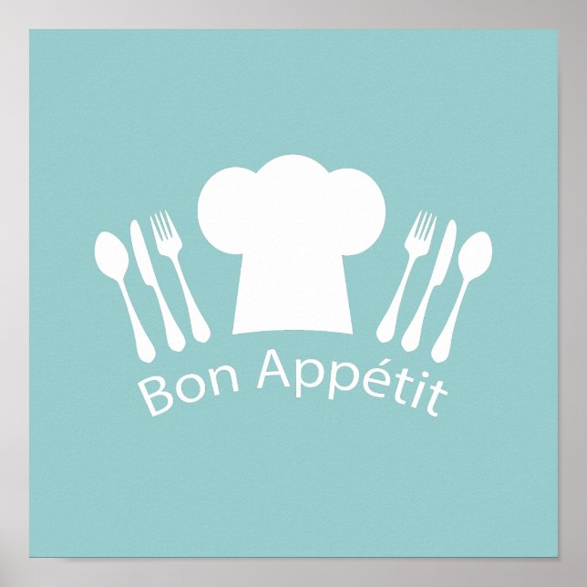 Poster Chef français Bon Appetit Restaurant ou cuisine (Devant)