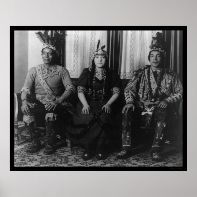 Poster Chef indien Mohegan et famille 1923 (Devant)
