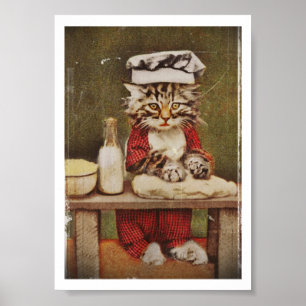 Poster Chef Kitten Making Bread