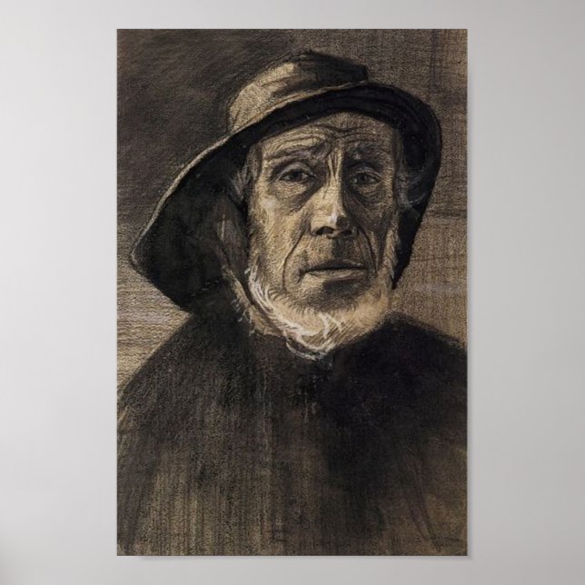 Poster Chef pêcheur, Beard Sou'wester, Vincent van Gogh (Devant)