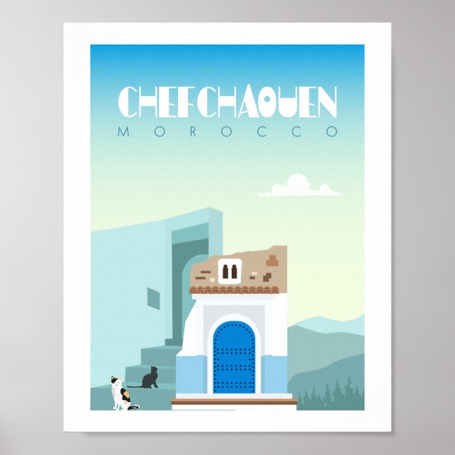 Poster Chefchaouen ville maroc (Devant)