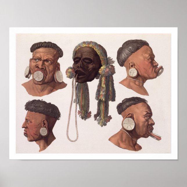 Poster Chefs des Indiens Botocudos (gravure couleur) (Devant)