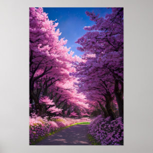 Poster Chemin Cherry Blossom