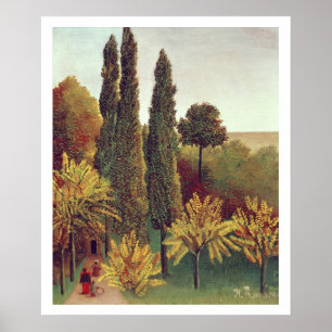 Poster Chemin dans les buttes Chaumont Park, Paris, 1908