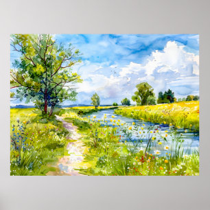 Poster Chemin de campagne menant à la rivière Havelland A