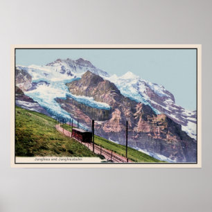 Poster chemin de fer 1900 de montagne de Ca Jungfrau