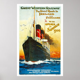 Poster Chemin de fer de Great Western, itinéraire au cru