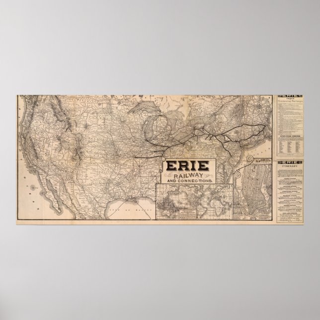 Poster Chemin de fer Erie et connexions (Devant)