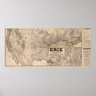 Poster Chemin de fer et connexions d'Erie