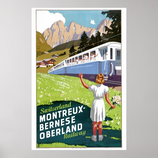 Poster Chemin de fer Oberland Suisse Montreux-Bernese (Devant)