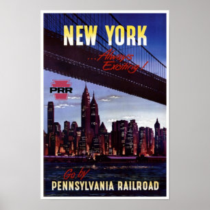 Poster Chemin de fer vintage de la Pennsylvanie vers New