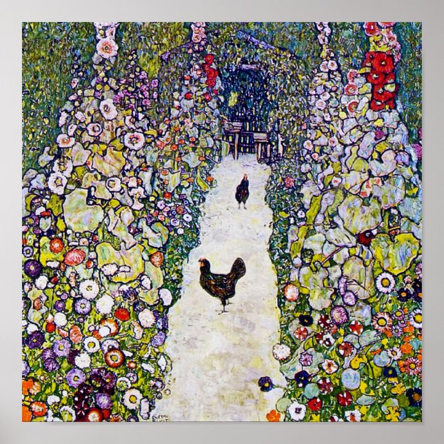 Poster Chemin de jardin avec poulets, Gustav Klimt (Devant)