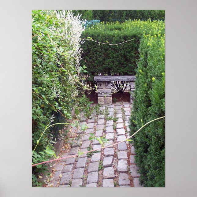 Poster Chemin de jardin pavé rustique (Devant)