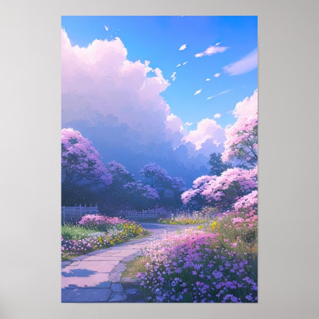 Poster Chemin de la fleur de cerisier (Devant)