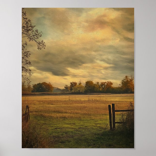 Poster Chemin de prairie nuageuse (Devant)