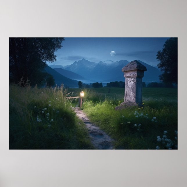 Poster Chemin de vent vers la ligne de propriété près du  (Devant)