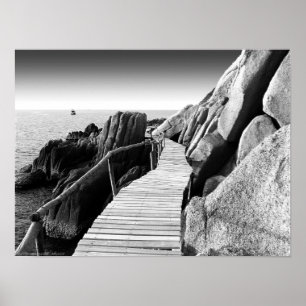 Poster "Chemin en bois Staggering en" photo noire et