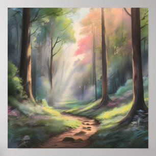 Poster Chemin forestier enchâssé