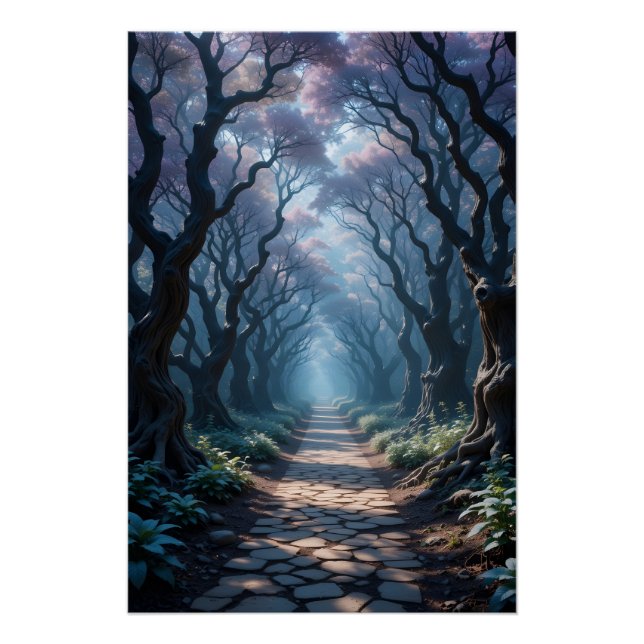 Poster Chemin forestier enchâssé (Devant)