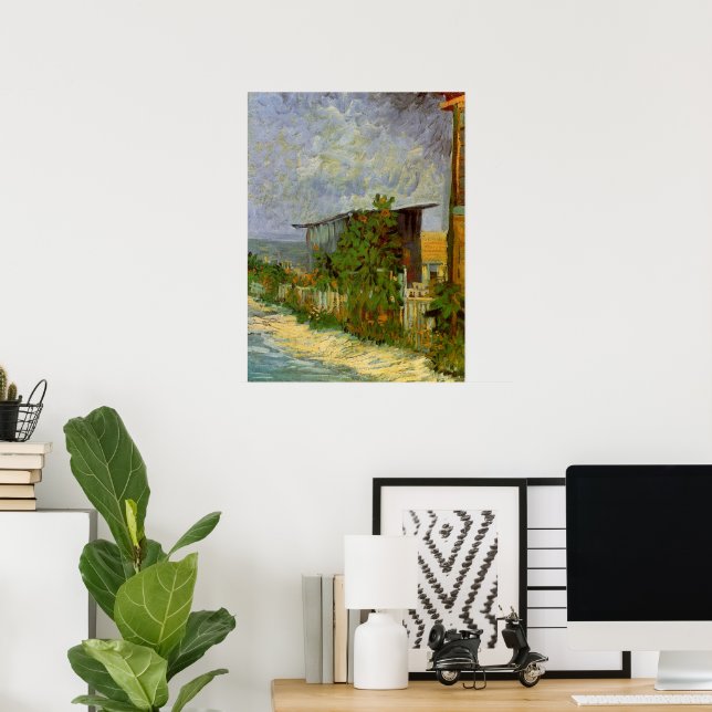 Poster Chemin Montmartre et tournesols par Vincent van Go (Bureau à domicile)