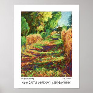Poster Chemin Près Du Château Meadows, Abergavenny Imprim