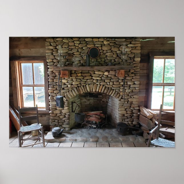 Poster Cheminée en pierre au 19ème siècle Maison (Devant)