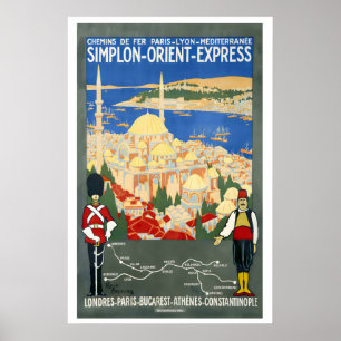 Poster Chemins de fer Simplon Orient Express de Paris à L