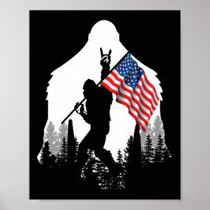 Poster Chemise à pied - Bigfoot Sasquatch Drapeau américa