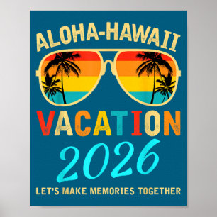 Poster Chemise Aloha Hawaii Voyage en famille en cours de