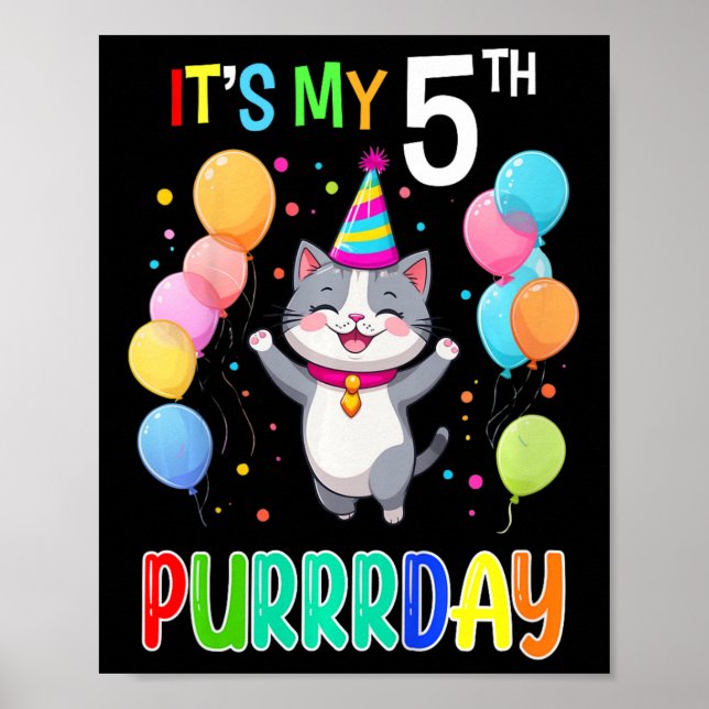 Poster Chemise Anniversaire de enfant 5 Filles Garçons 5e (Devant)