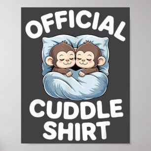 Poster Chemise Câlin Couple de Singe Mignon Endormi