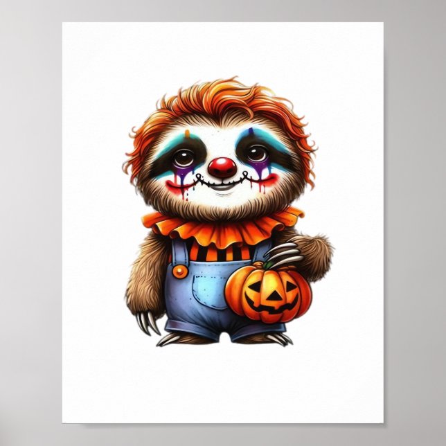 Poster Chemise Clown Sloth Halloween surdimensionnée T-sh (Devant)