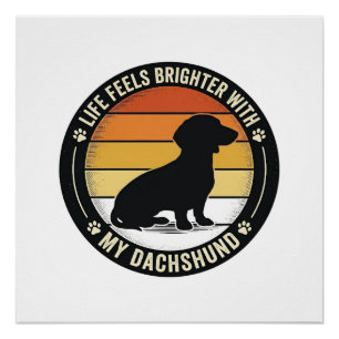 Poster Chemise Coucher de Soleil Dachshund Design Vintage