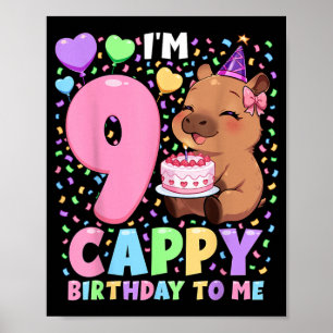Poster Chemise d'anniversaire Capybara 9 Fille Kawaii Cap