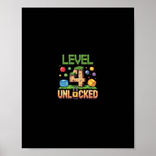 Poster Chemise d'anniversaire pour enfants Niveau 4 déver