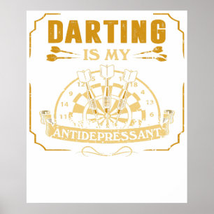 Poster Chemise Dart Gift T-Shirt Fléchettes Mon Antidépre