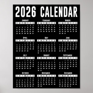 Poster Chemise de calendrier 2026 26 Calendrier 2026 