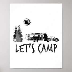 Poster Chemise de camping Let's Camp Camper Caravane Roul