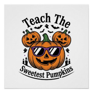 Poster Chemise de citrouille de professeur Mignon Hallowe