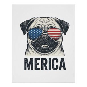 Poster Chemise de conception de gravure vintage Merica Pu