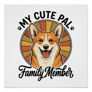 Poster Chemise de famille Corgi Design vintage pour amour